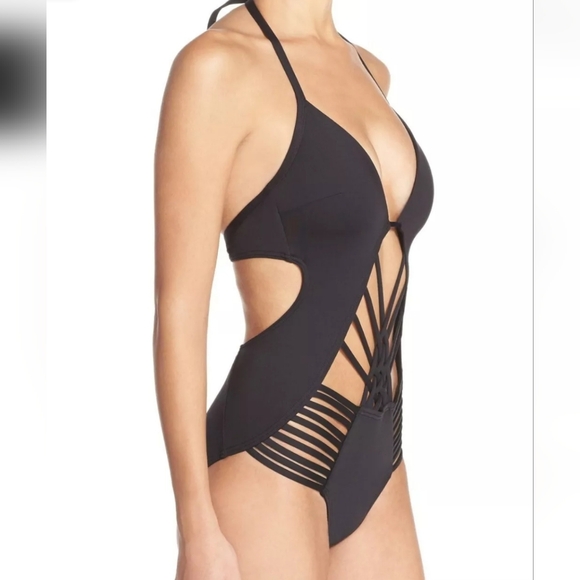 Kenneth Cole Cutout Strappy Push Up One Piece Womens Swimsuit - Picture 5 of 12